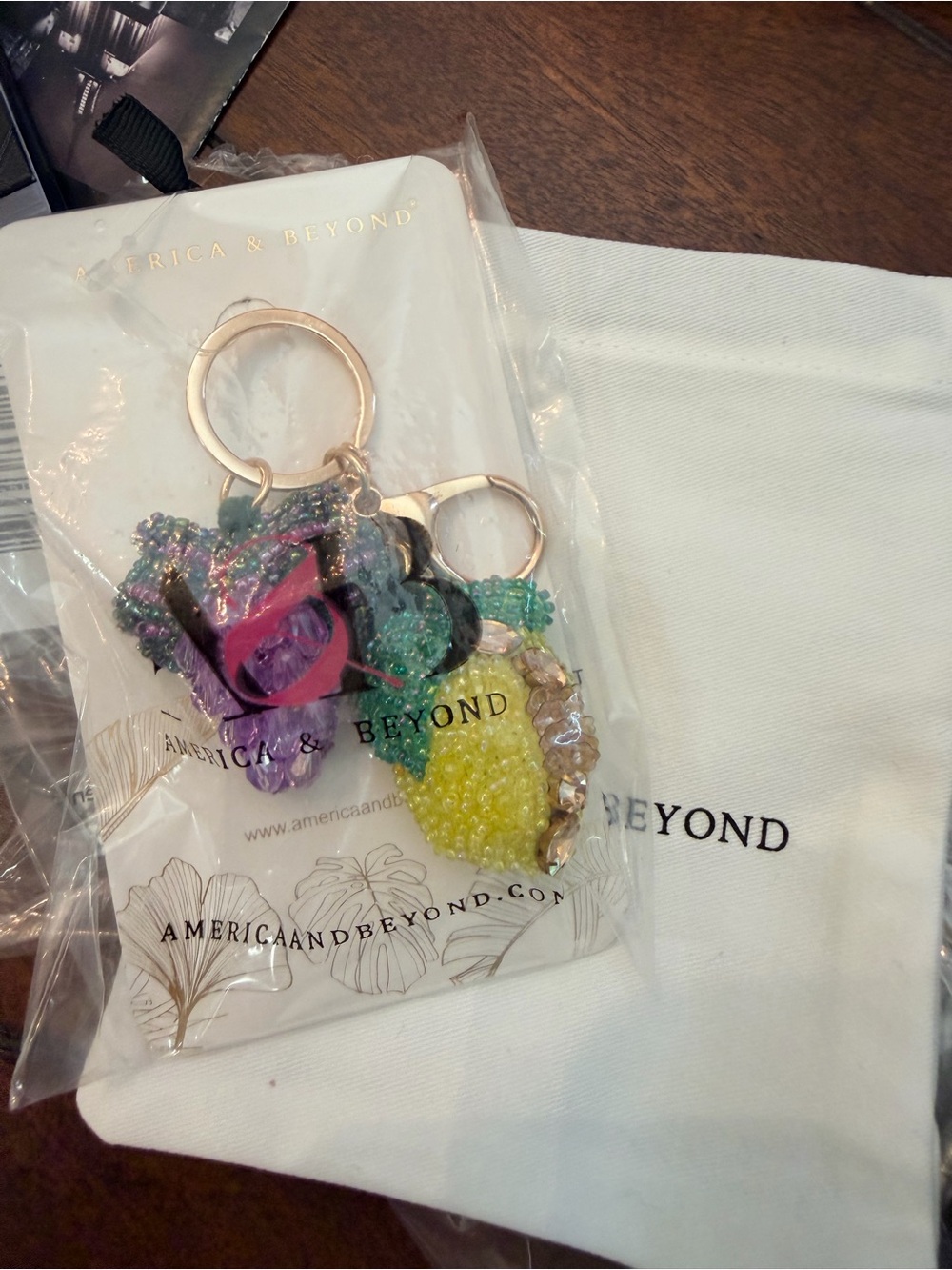 Multicolor Beaded Fruit Keychain - Yellow & Green